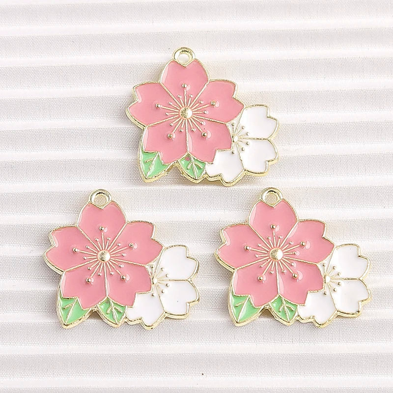 Happy Cactus and Flowers Colorful Enamel Charms, 10pcs