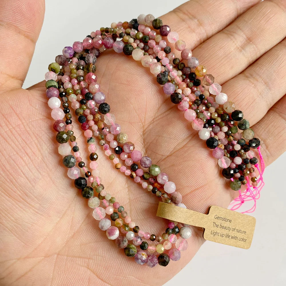 Tiny Natural Gemstone Beads, Rose Pink Quartz, Morganite, Garnet, Tourmaline, Fluorite, Amethyst, 2 3 4MM, 3 Strands