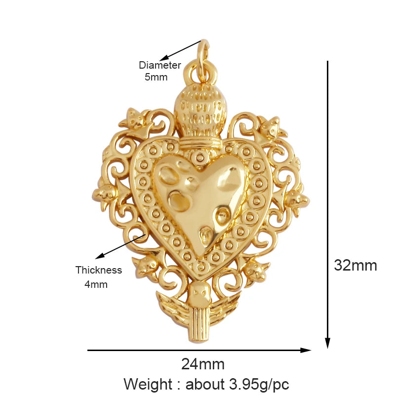 Sacred Red Heart Charm Collection, 18K Gold Plated