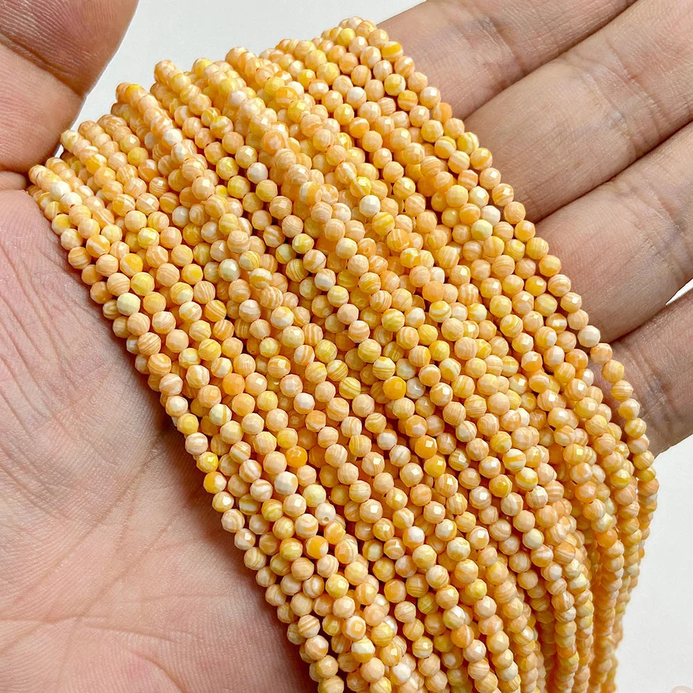 Natural Gemstone Beads in Yellow + Orange,  2 3 4 MM, 15"