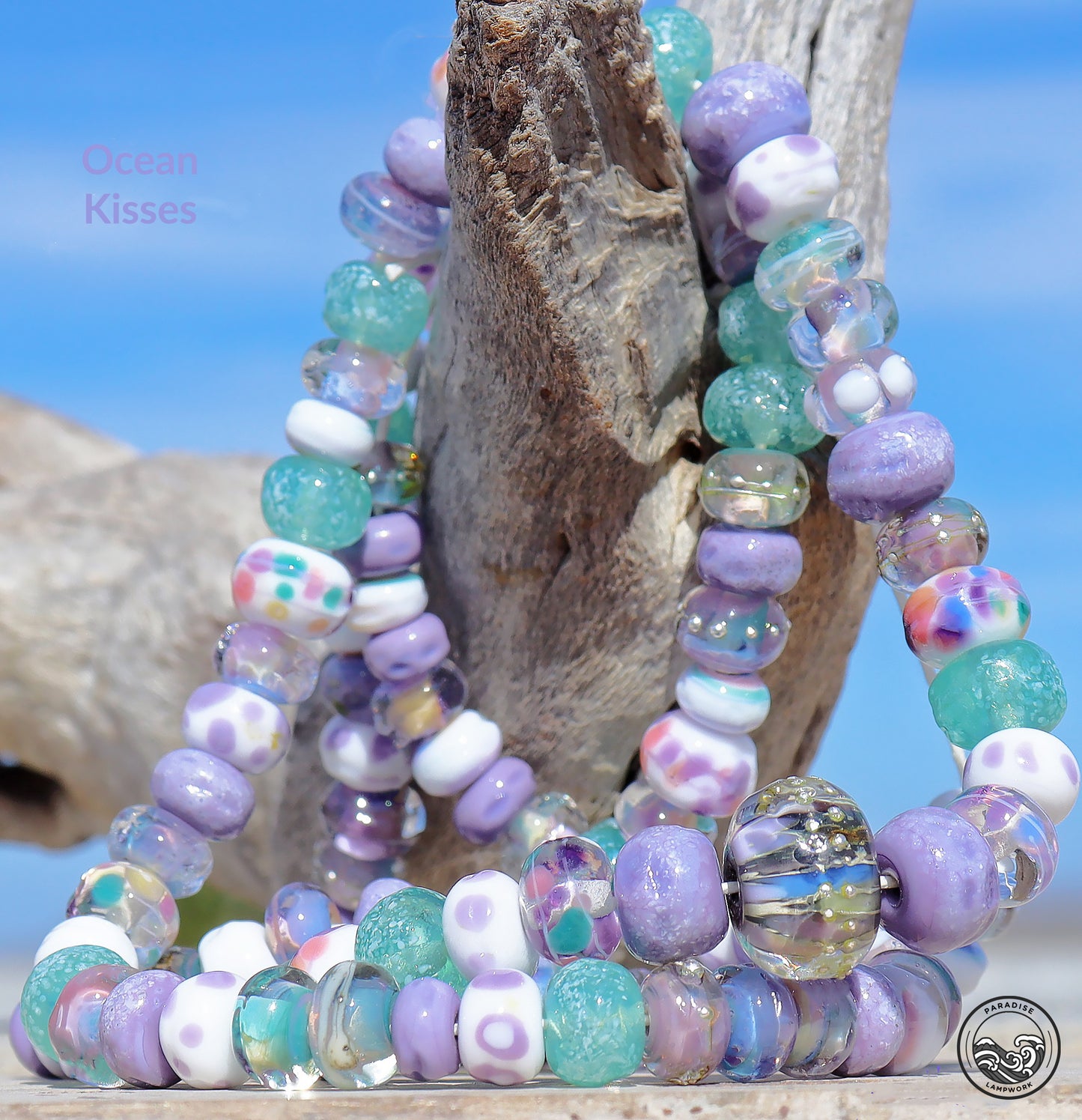 Ocean Kisses Handmade Glass Lampwork Bead Strand for Jewelry Design