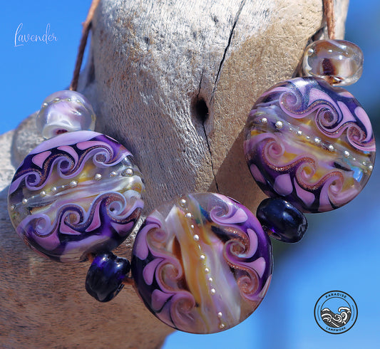 Lavender Button Bead Set, Handmade Glass Lampwork for Jewelry Design