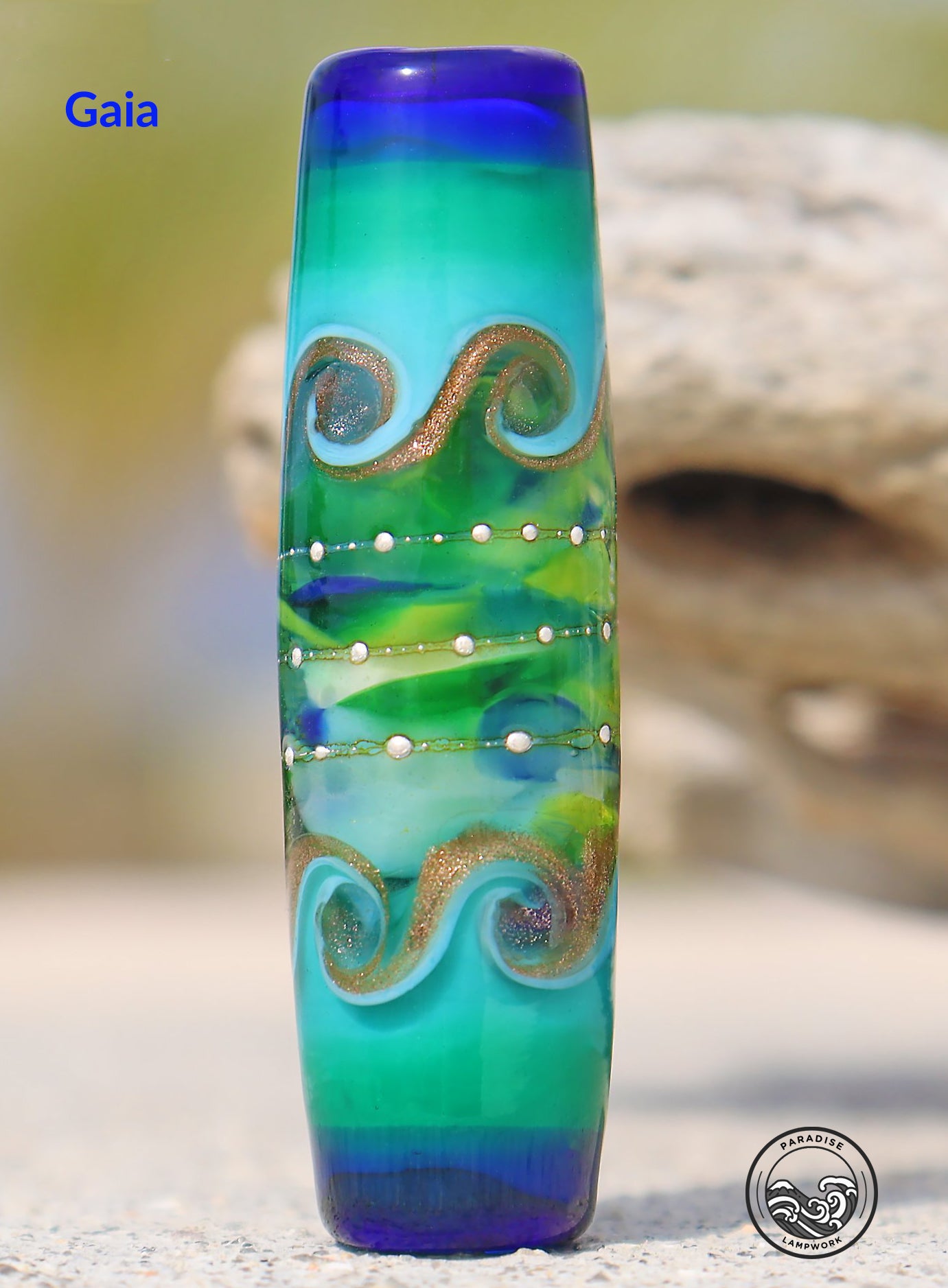 Gaia Focal Lampwork Art Glass Charm Bead, Handmade Large Bead Holes for Show Leads, Dreadlocks, Jewelry Design