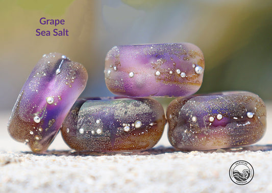 Grape Sea Salt Lampwork Art Glass Charm Beads, Handmade Large Bead Holes for Show Leads, Dreadlocks, Jewelry Design