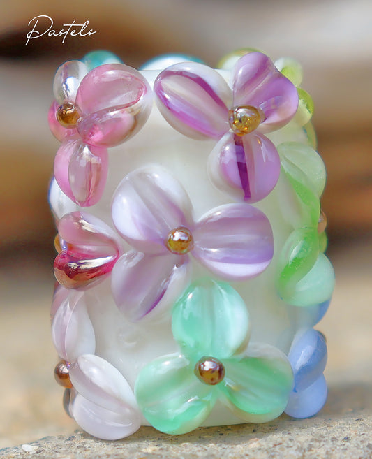 Pastels Lampwork Art Glass Charm Bead, Handmade Large Bead Holes for Show Leads, Dreadlocks, Jewelry Design