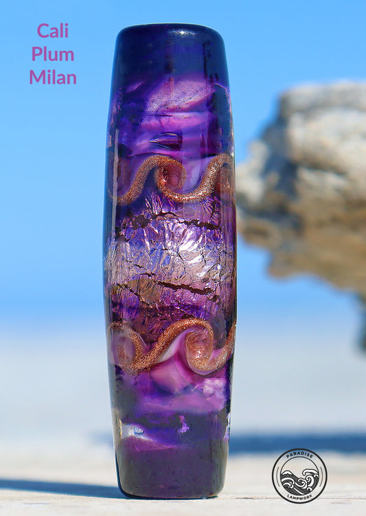 Cali Plum Milan Focal Lampwork Art Glass Charm Bead, Handmade Large Bead Holes for Show Leads, Dreadlocks, Jewelry Design