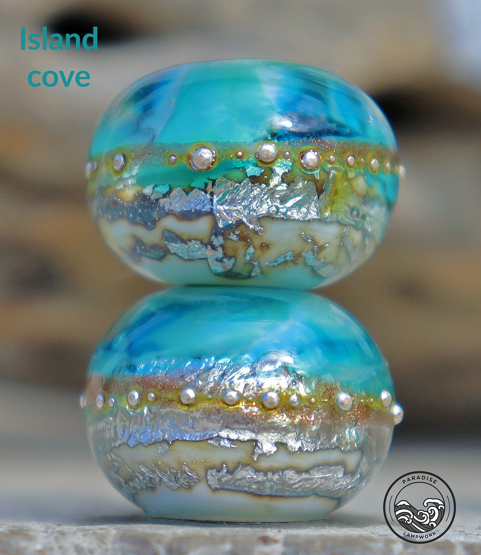 Caribbean Cove Buttons outlet Art Glass Bead Set, Handmade Lampwork