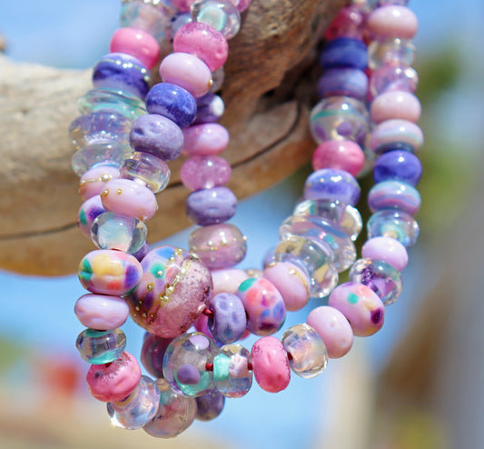 Baja Seashells Handmade Glass Lampwork Bead Strand for Jewelry Design