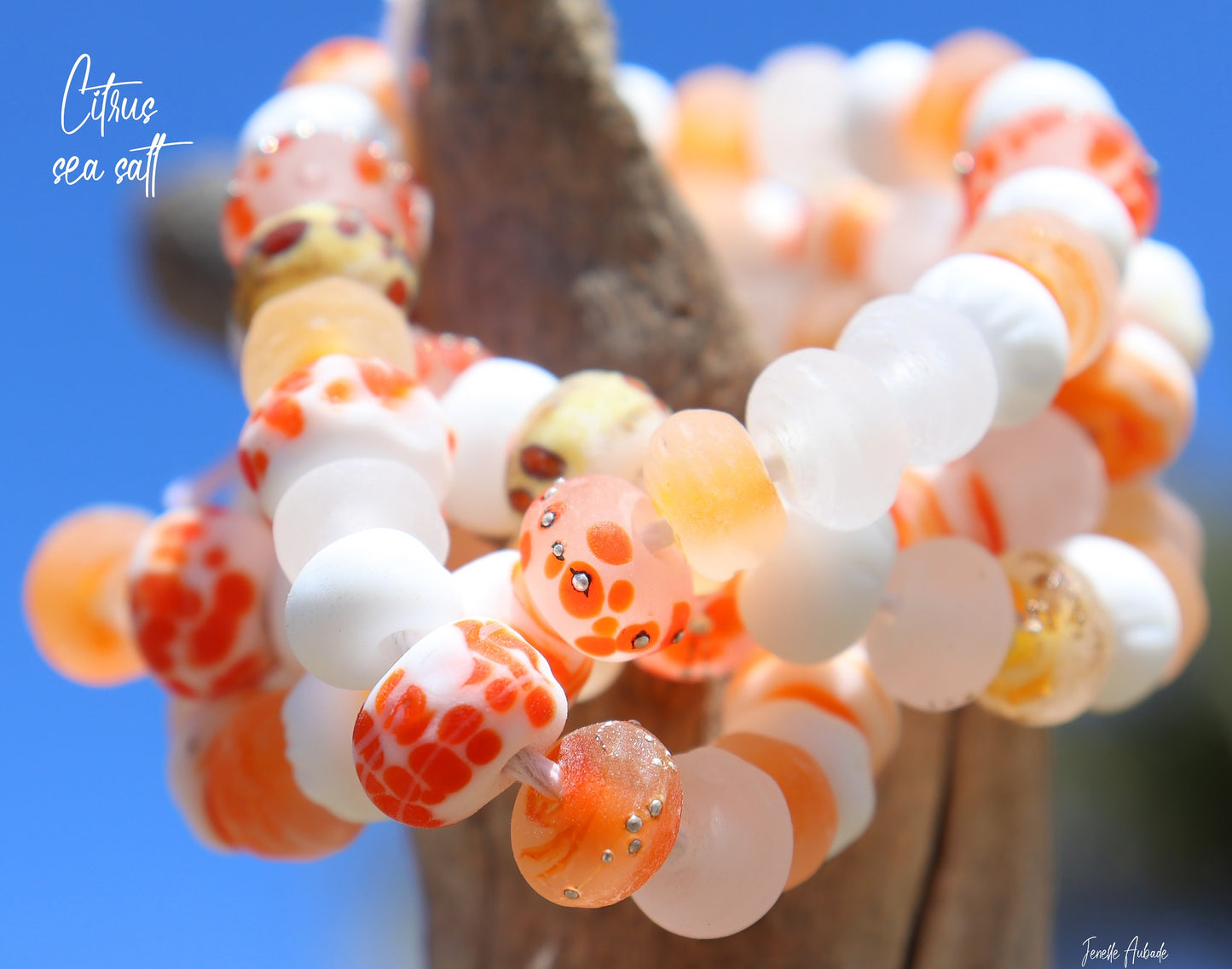 Citrus Sea Salt Handmade Glass Lampwork Bead Strand for Jewelry Design