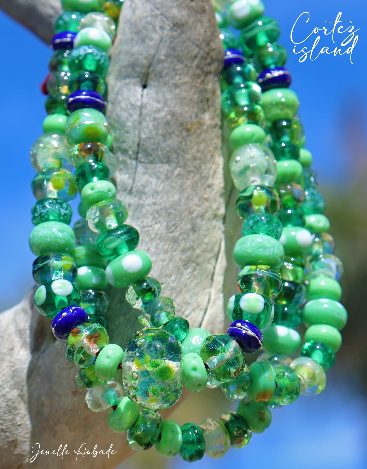 Cortez Island Handmade Glass Lampwork Bead Strand for Jewelry Design