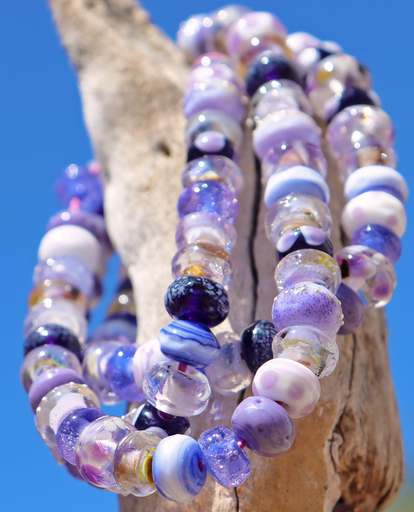 Iris Indigo Handmade Glass Lampwork Bead Strand for Jewelry Design