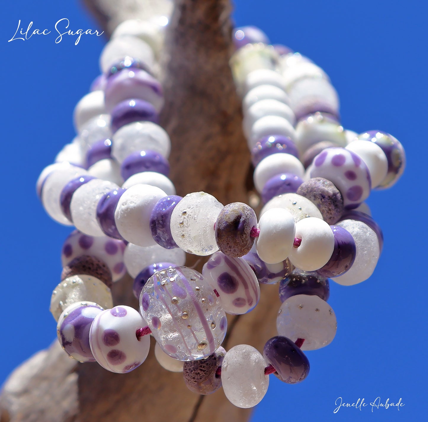 Lilac Sugar Handmade Glass Lampwork Bead Strand for Jewelry Design