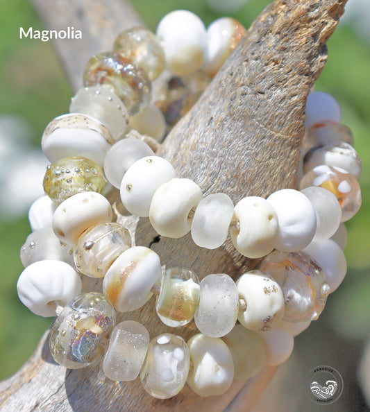 Magnolia Handmade Glass Lampwork Bead Strand for Jewelry Design