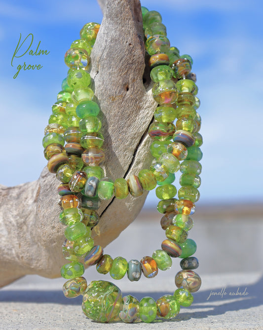 Palm Grove Handmade Glass Lampwork Bead Strand for Jewelry Design