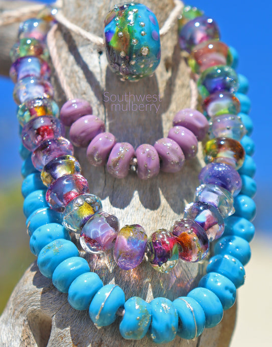 SOUTHWEST MULBERRY Organic Bead Set, Handmade Glass Lampwork for Jewelry Design