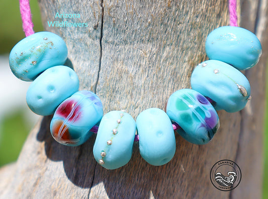 Arizona Wildflowers  Handmade Glass Lampwork Accent Beads for Jewelry Design