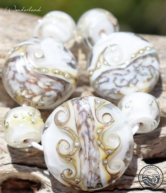 Wonderland Button Bead Set, Handmade Glass Lampwork for Jewelry Design