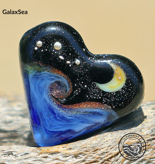 GalaxSea Lampwork Heart Bead, Handmade Glass Art Bead for Jewelry Design