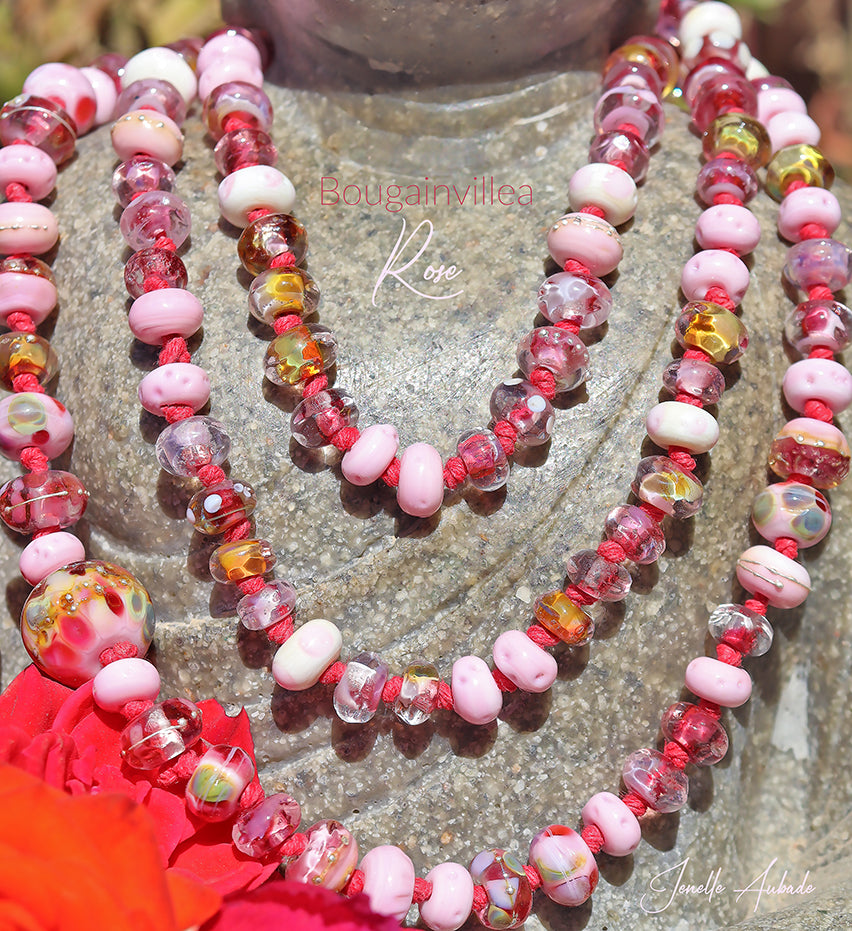 Collier en verre noué à la vanille de Tahiti, perles en verre soufflé, style bohème, mariage, anniversaire, vacances à la plage, élégance décontractée