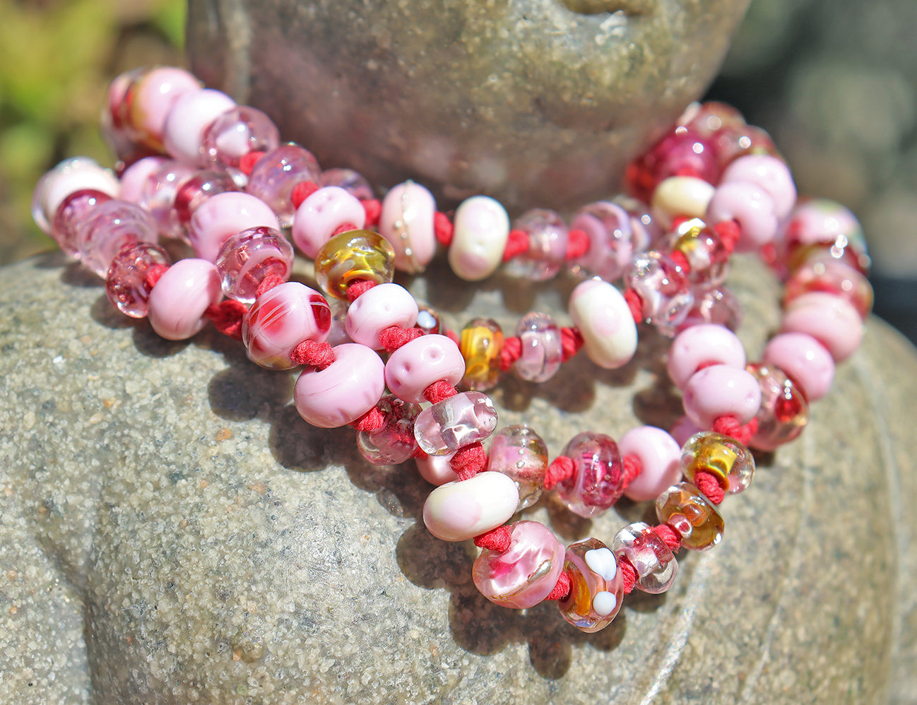 Collier en verre noué à la vanille de Tahiti, perles en verre soufflé, style bohème, mariage, anniversaire, vacances à la plage, élégance décontractée