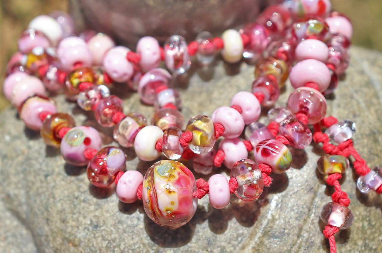 Collier en verre noué à la vanille de Tahiti, perles en verre soufflé, style bohème, mariage, anniversaire, vacances à la plage, élégance décontractée