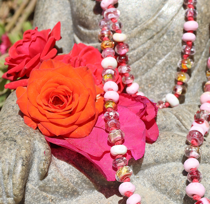 Collier en verre noué à la vanille de Tahiti, perles en verre soufflé, style bohème, mariage, anniversaire, vacances à la plage, élégance décontractée